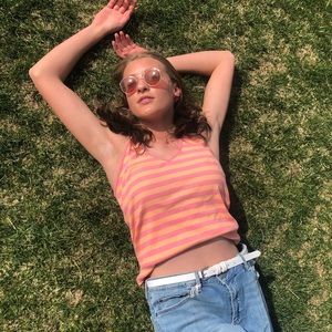 Pink and orange halter tank top